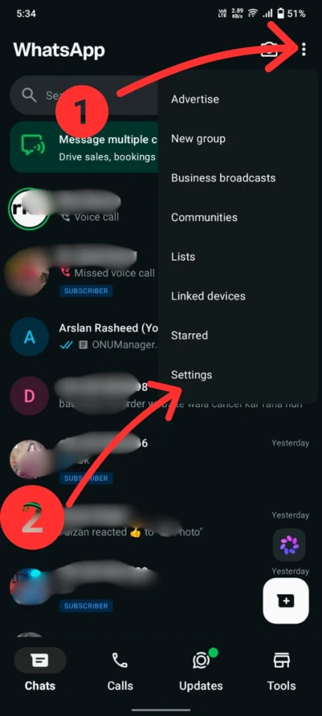 Tap ⋮ and then select Settings in the top corner.